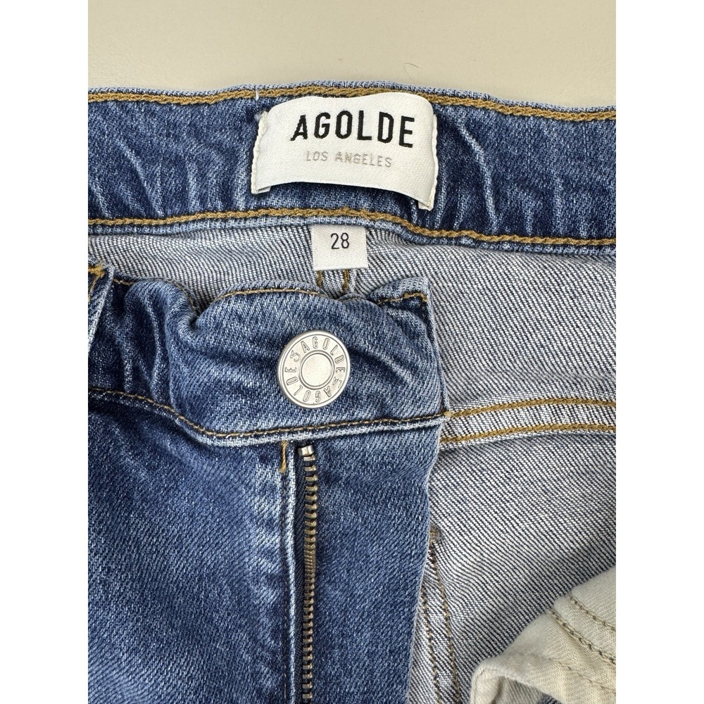 AGOLDE Kye Straight Jeans Womens 28 Blue Vintage Wash Cropped High Rise Boho - Picture 7 of 14